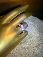 Opal opulent Metallic 14mm x 8mm Sterlingsilberring deutsche Handarbeit