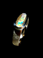 Opal opulent Metallic 14mm x 8mm Sterlingsilberring deutsche Handarbeit