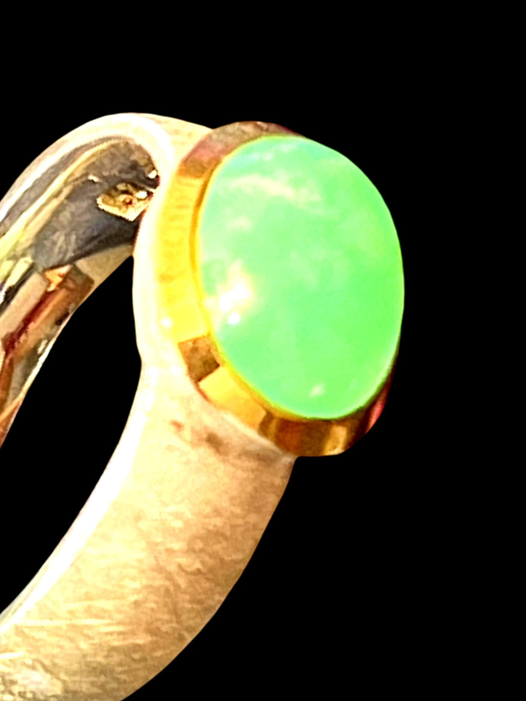Chrysopras in 18Kt Goldvermeil Fassung Ring in Silber deutsche Qualitätsarbeit