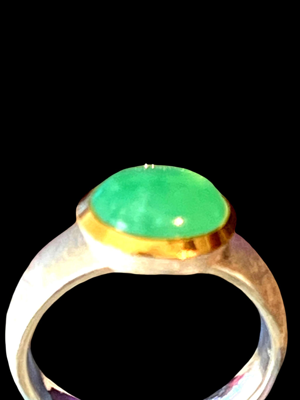 Chrysopras in 18Kt Goldvermeil Fassung Ring in Silber deutsche Qualitätsarbeit