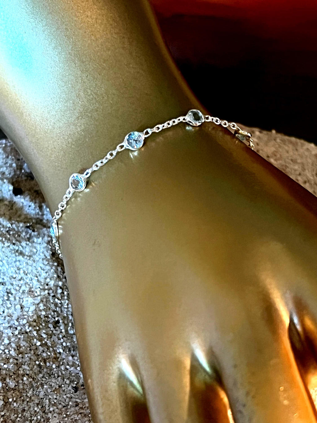 Aquamarin jeden Tag schön Sterlingsilber Armband deutsche Qualitätsarbeit