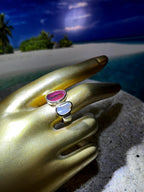 Wassermelonenturmalin Tagespreis  und Naturperle in Sterlingsilber mit Goldvermeil Fassung