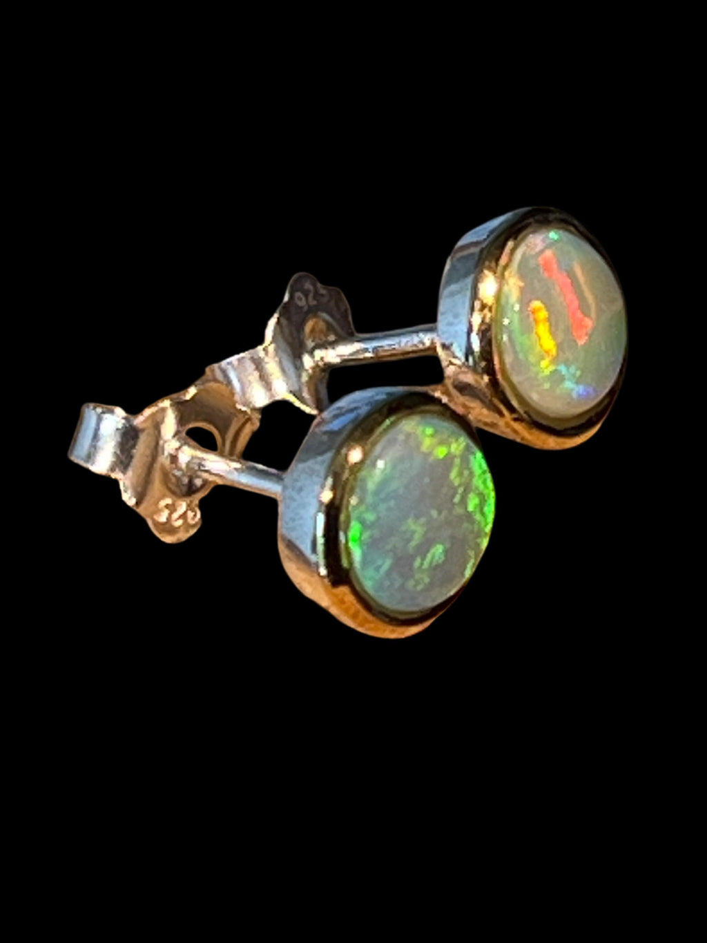 Schwarzopal Ohrstecker in 18Kt Goldvermeil Fassung