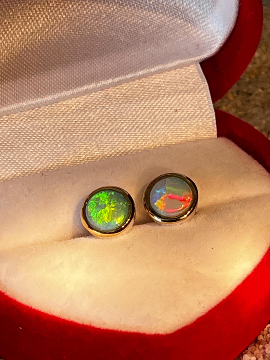 Schwarzopal Ohrstecker in 18Kt Goldvermeil Fassung