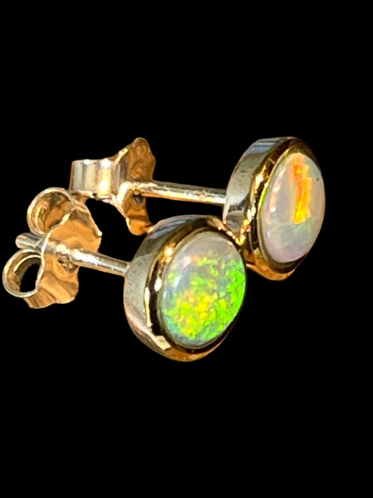 Schwarzopal Ohrstecker in 18Kt Goldvermeil Fassung