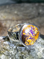 Boulder Opal Sonntagspreis Kristallspur Opulent Azurblau Sterlingsilberring deutsche Handarbeit