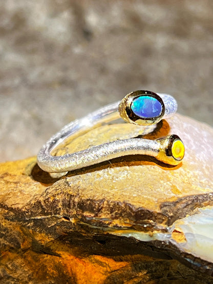 Schwarzopal Prunk und Pracht in 18kt Goldvermeil Fassung Sterlingsilberring deutsche Qualität