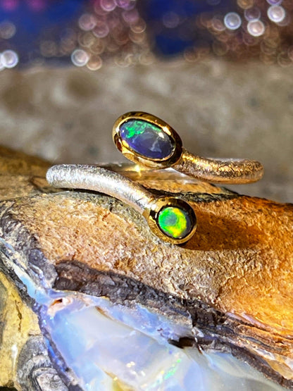 Schwarzopal Prunk und Pracht in 18kt Goldvermeil Fassung Sterlingsilberring deutsche Qualität