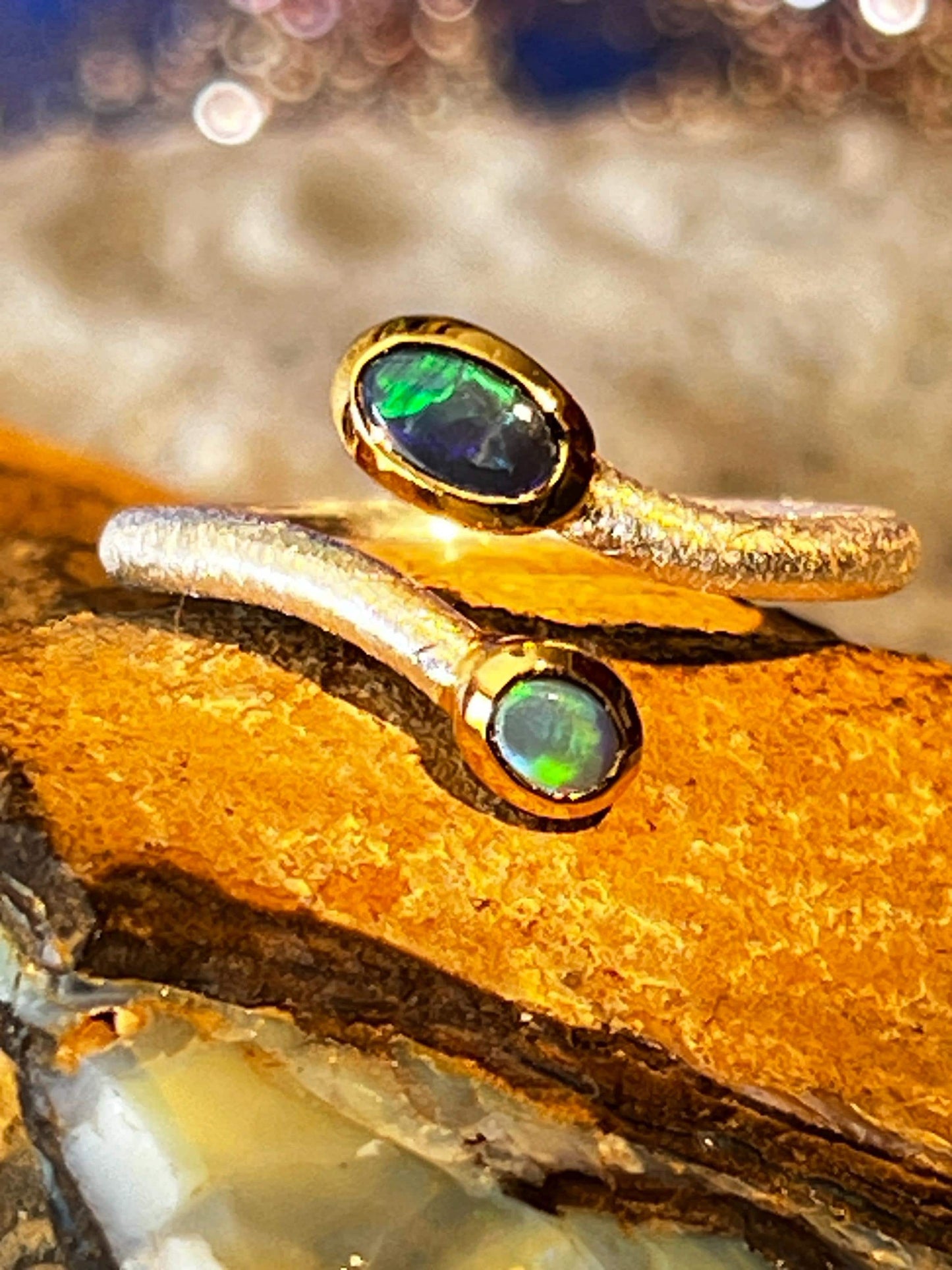 Schwarzopal Prunk und Pracht in 18kt Goldvermeil Fassung Sterlingsilberring deutsche Qualität