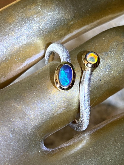 Schwarzopal Prunk und Pracht in 18kt Goldvermeil Fassung Sterlingsilberring deutsche Qualität