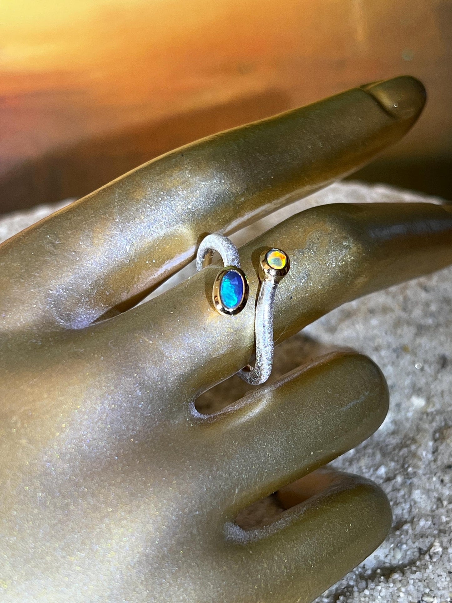Schwarzopal Prunk und Pracht in 18kt Goldvermeil Fassung Sterlingsilberring deutsche Qualität