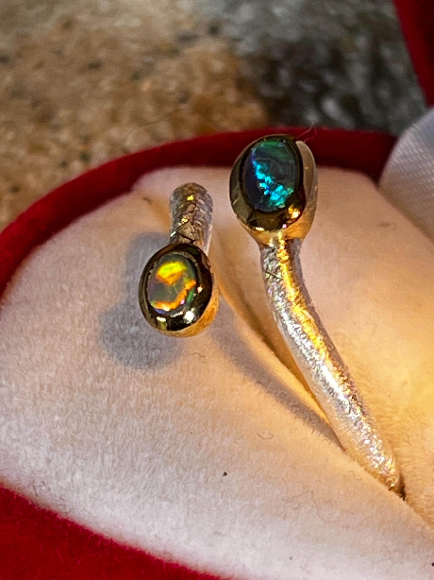 Schwarzopal Prunk und Pracht in 18kt Goldvermeil Fassung Sterlingsilberring deutsche Qualität