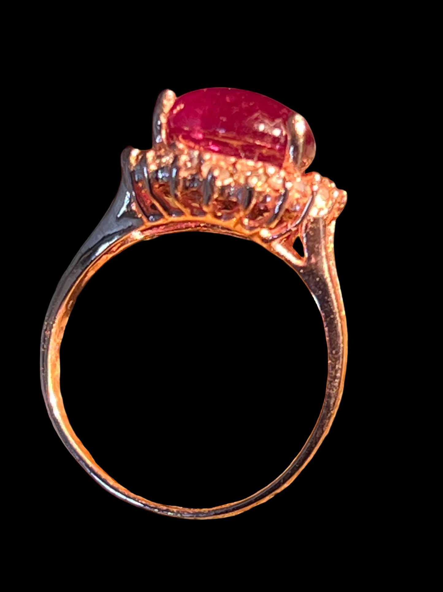 Rubin großer Prinzessin Ring in Sterling Silber vergoldet