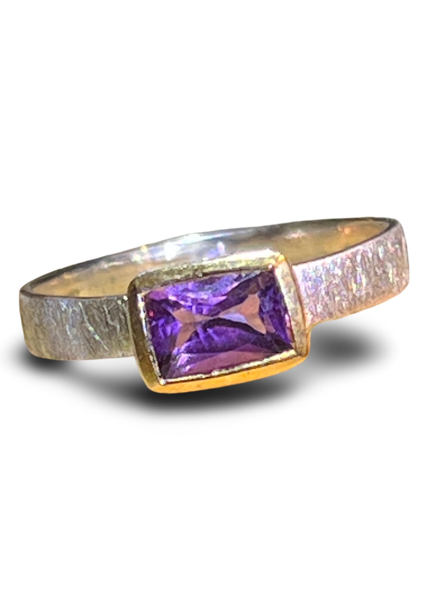 Amethyst in 18Kt Goldvermeil Designfassung Ring in Sterlingsilber