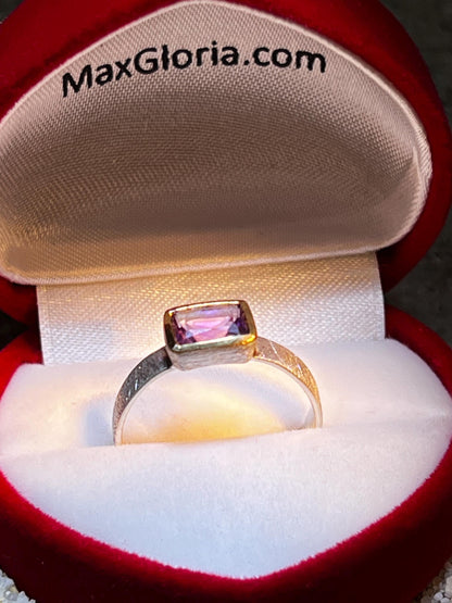 Amethyst in 18Kt Goldvermeil Designfassung Ring in Sterlingsilber