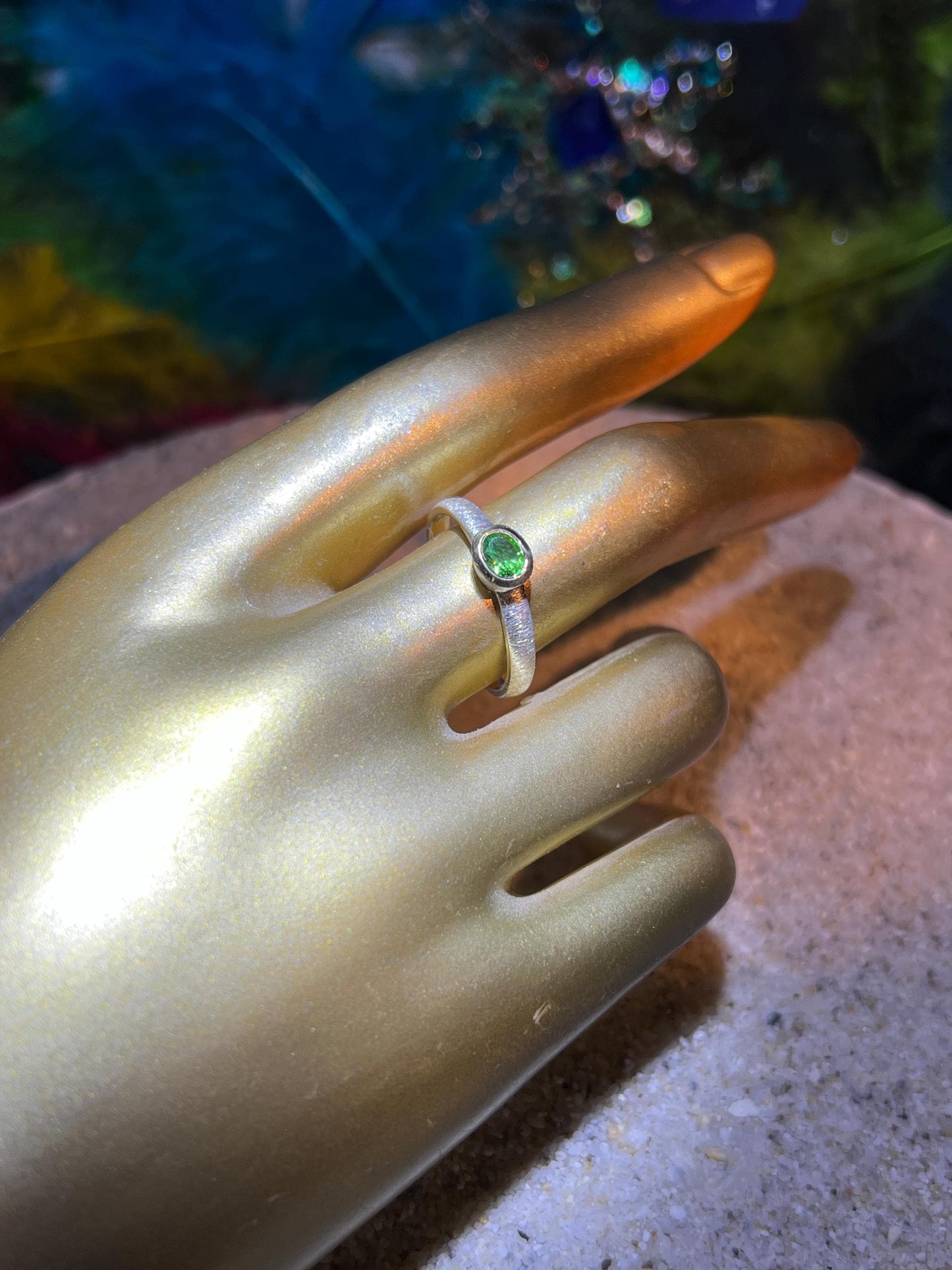 Mein PreisTsavorit Ringe 18Kt Goldvermail Fassung in Sterlingsilber