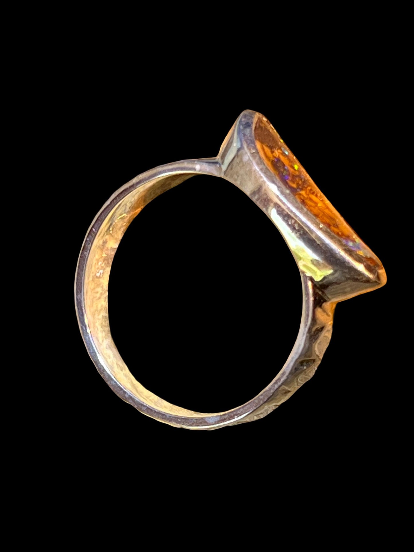 Boulder Opal geschwungene Matrix Ring in Sterling Silber