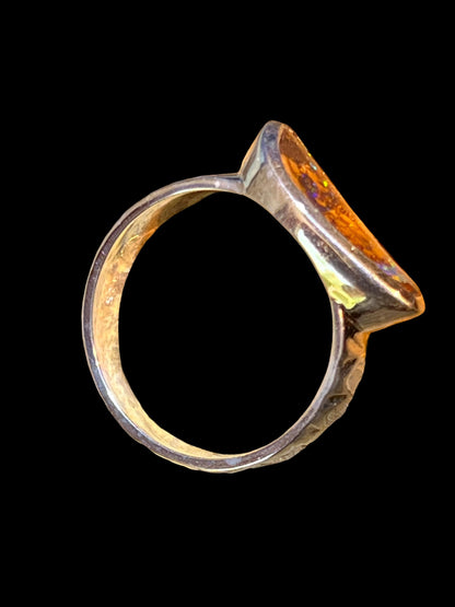 Boulder Opal geschwungene Matrix Ring in Sterling Silber