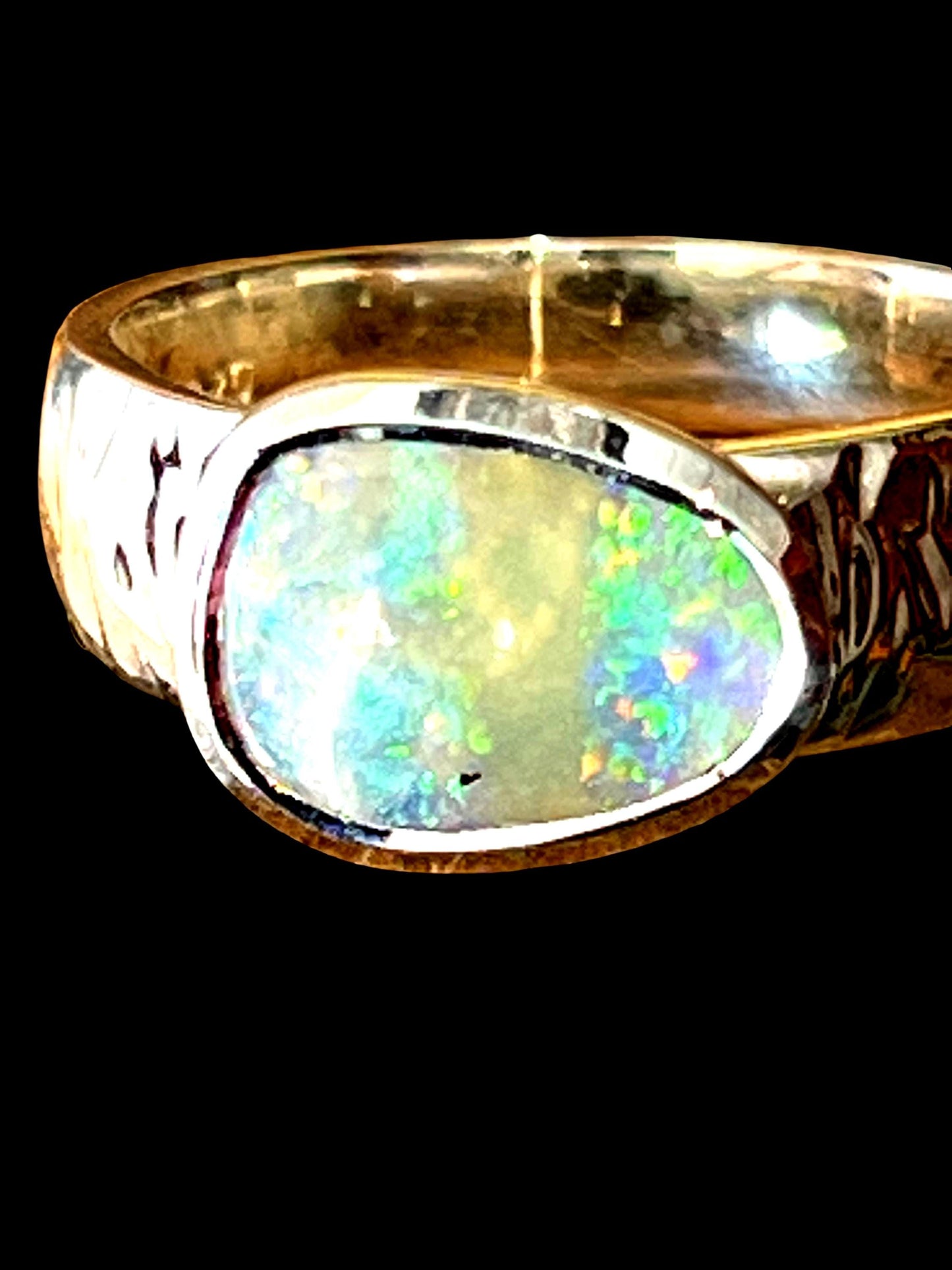 Grüne Wüste Boulder Opal Sterling Silber Ring deutsche Handarbeit