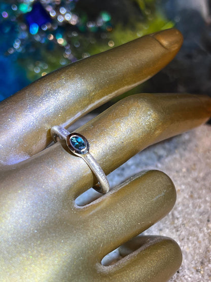 Indigolith Turmalin Ring in Silber mit 18Kt Goldvermeil Fassung