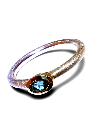Indigolith Turmalin Ring in Silber mit 18Kt Goldvermeil Fassung