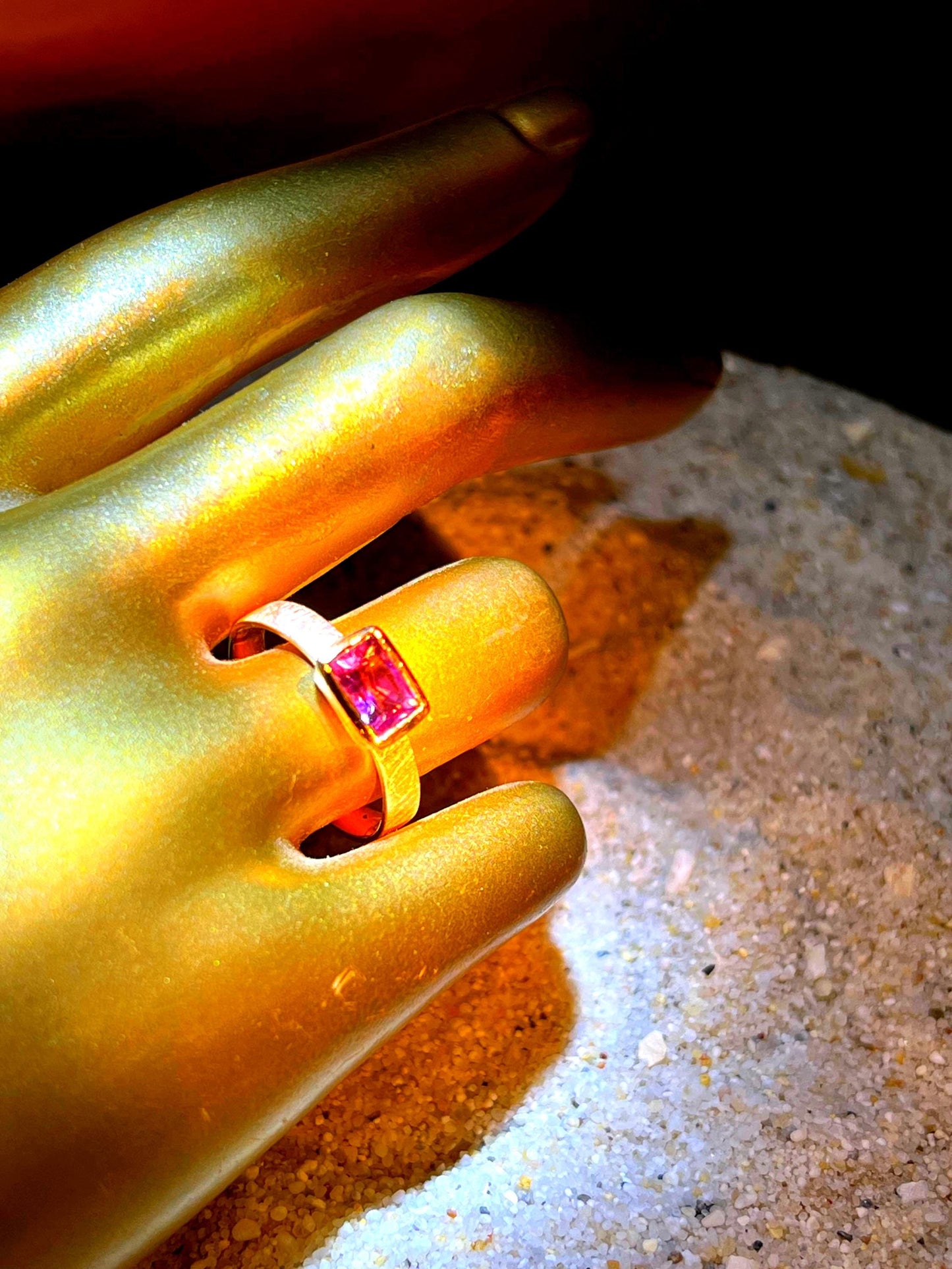 Amethyst in 18Kt Goldvermeil Designfassung Ring in Sterlingsilber