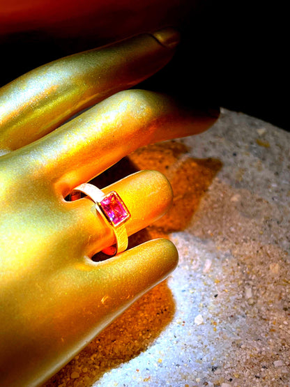 Amethyst in 18Kt Goldvermeil Designfassung Ring in Sterlingsilber