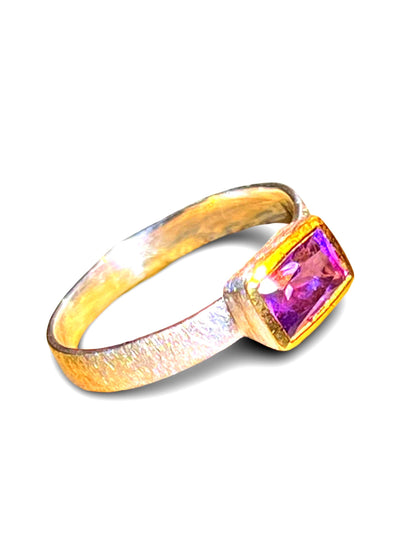 Amethyst in 18Kt Goldvermeil Designfassung Ring in Sterlingsilber