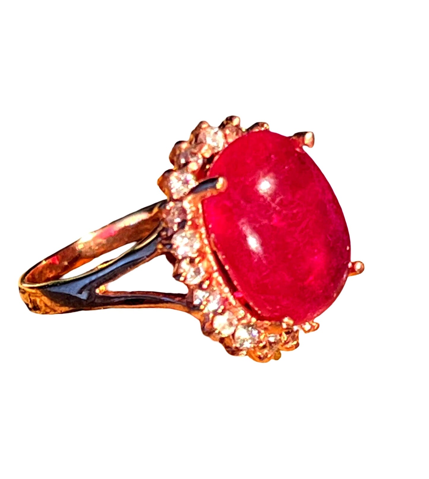 Rubin großer Prinzessin Ring in Sterling Silber vergoldet