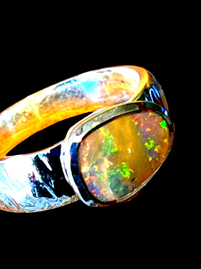 Grüne Wüste Boulder Opal Sterling Silber Ring