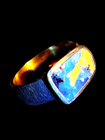 Mein Preis Boulder Opal Black Outdoor Queensland Ring in Silber