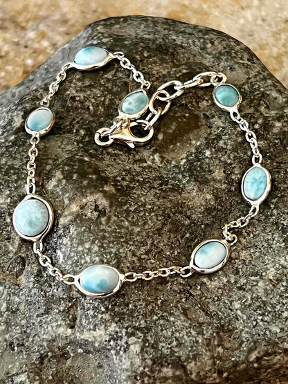 Larimar  als Gliederarmband Sterlingsilber