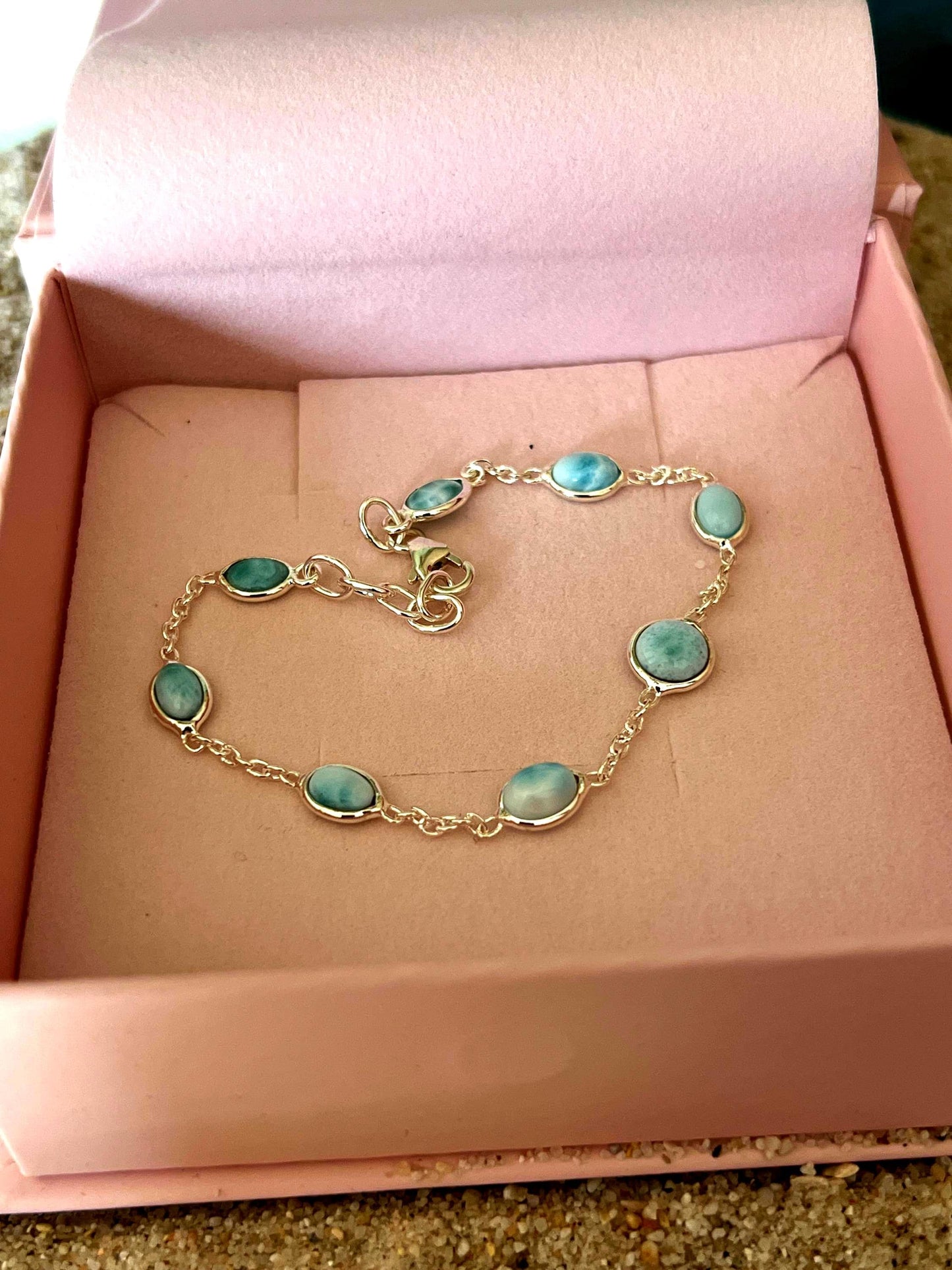 Larimar  als Gliederarmband Sterlingsilber
