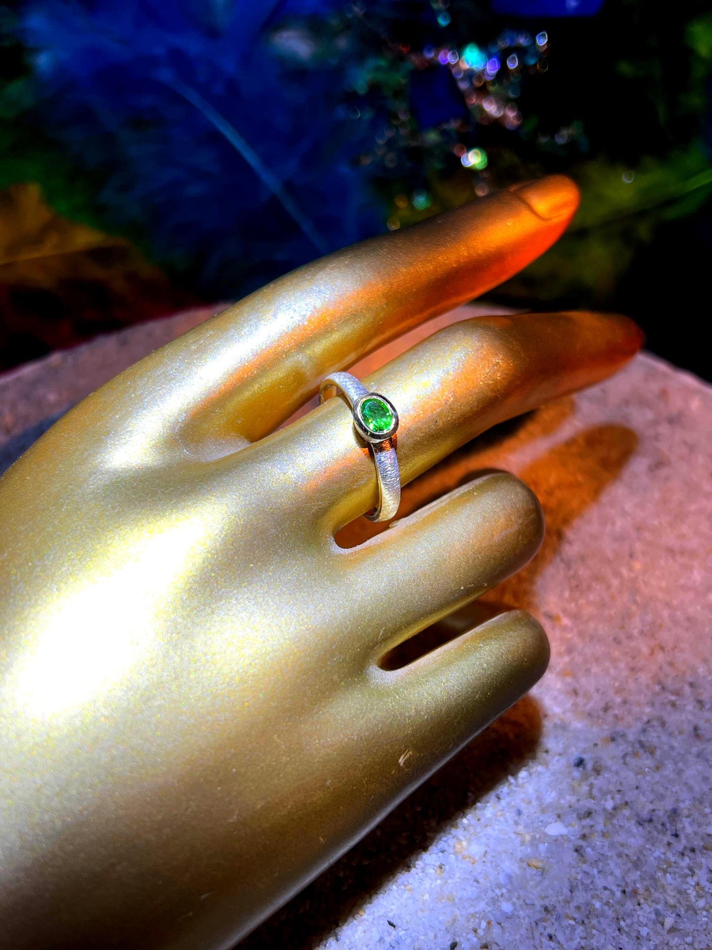 Mein Preis   Tsavorit Ringe 18Kt Goldvermail Fassung in Sterlingsilber