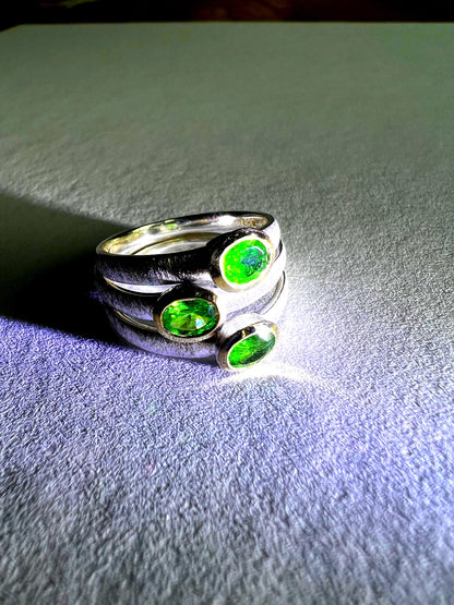 Mein Preis   Tsavorit Ringe 18Kt Goldvermail Fassung in Sterlingsilber
