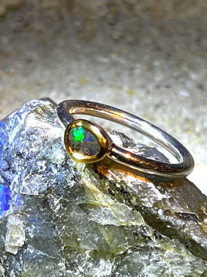 Wochenend Preis  Boulderopal  in 18Kt Goldvermeil Ring in Silber deutsche Qualitätsarbeit