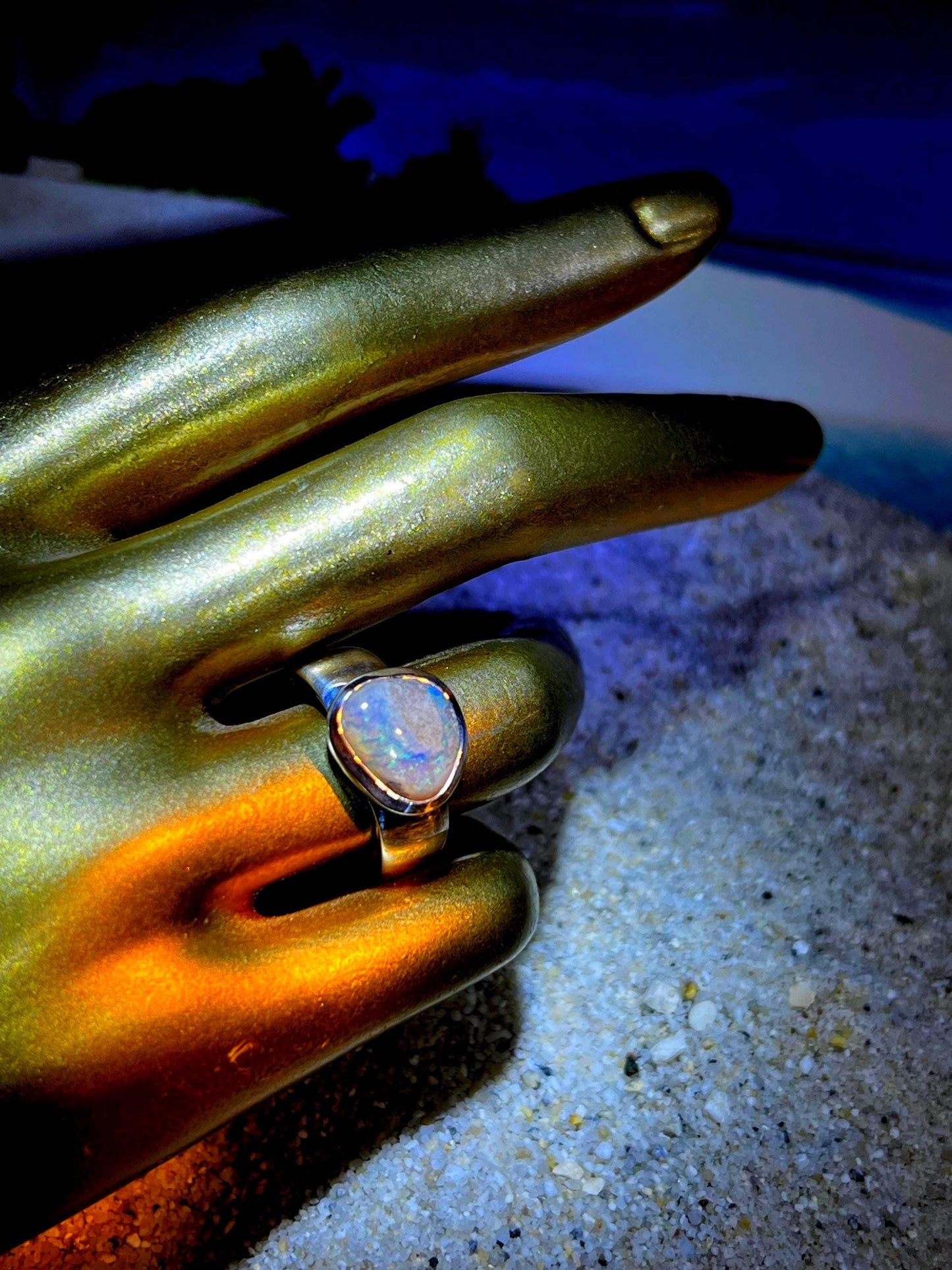 Boulder Opal l  in 18 kt Goldvermeil Fassung  Sterlingsilberring