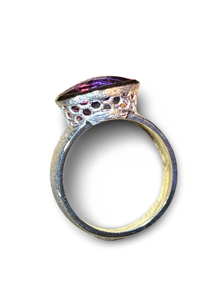 Amethyst Facette  in 18Kt Goldvermeil Fassung Ring in Sterlingsilber