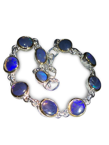 Opalarmband Opulent Blue Metallic Boulder Opal in 18Kt Goldvermeil Fassung