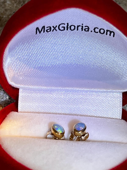 Australische Opal Ohrstecker in 18Kt Goldvermeil Fassung