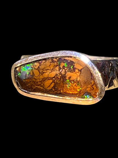 Boulder Opal geschwungene Matrix Ring in Sterling Silber