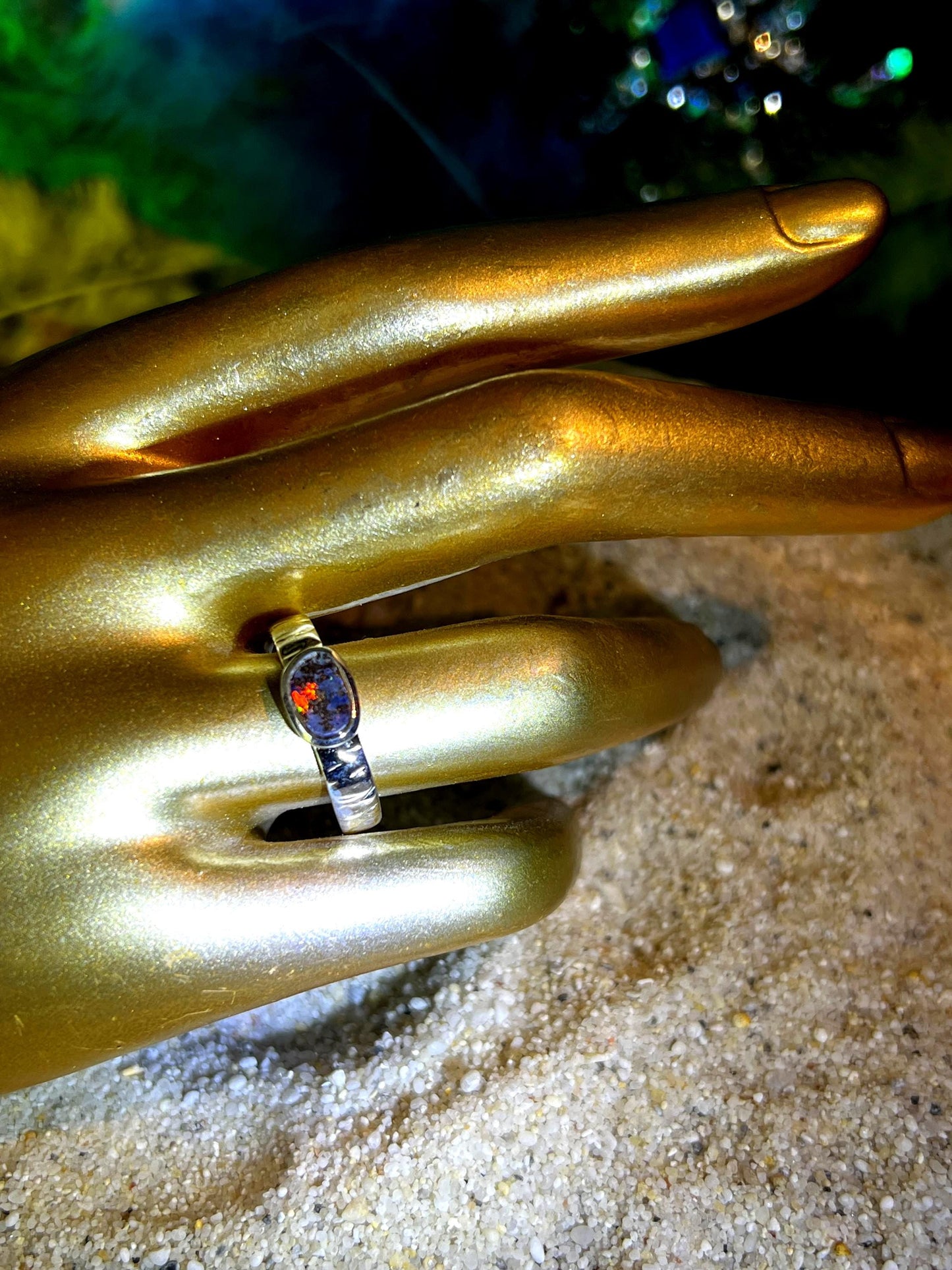 Australisch opulente Opalfarben Ring in Sterling Silber