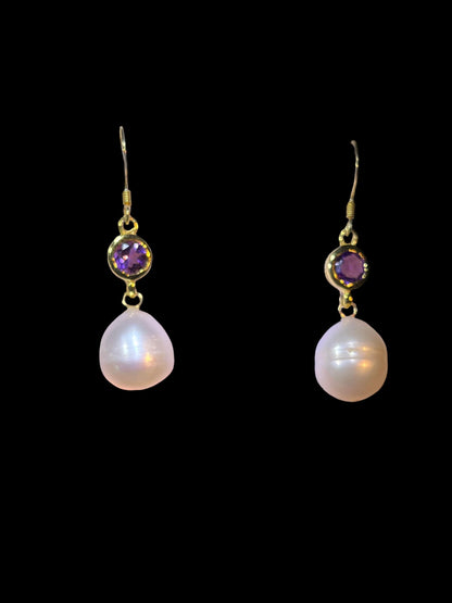Naturperle an Amethyst in 18 Kt Goldvermail