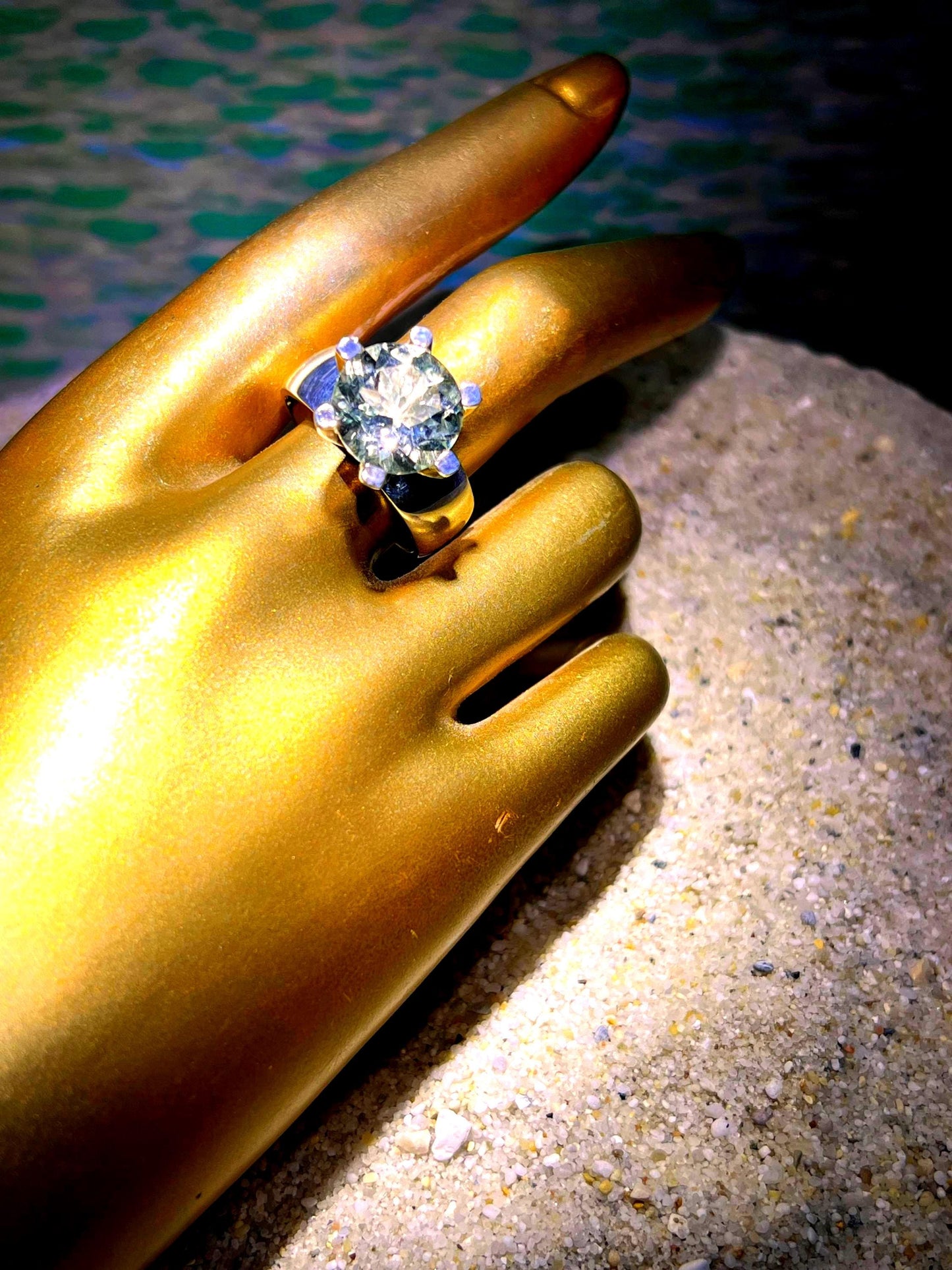 Grüner Amethyst 9 ct Ring in Silber mit 18Kt Goldvermeil Fassung