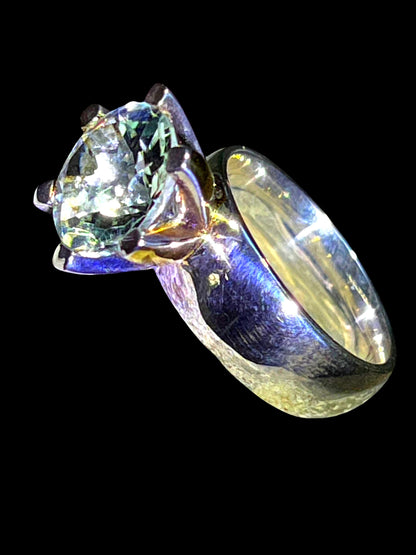 Grüner Amethyst 9 ct Ring in Silber mit 18Kt Goldvermeil Fassung
