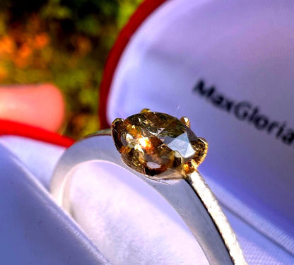 Brillant 0,33ct Ring in Silber mit vergoldeter Fassung