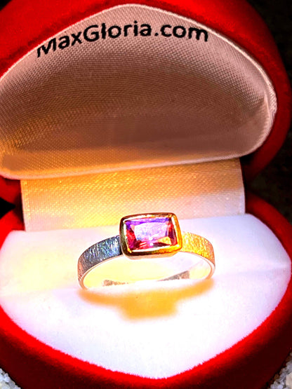 Amethyst in 18Kt Goldvermeil Designfassung Ring in Sterlingsilber