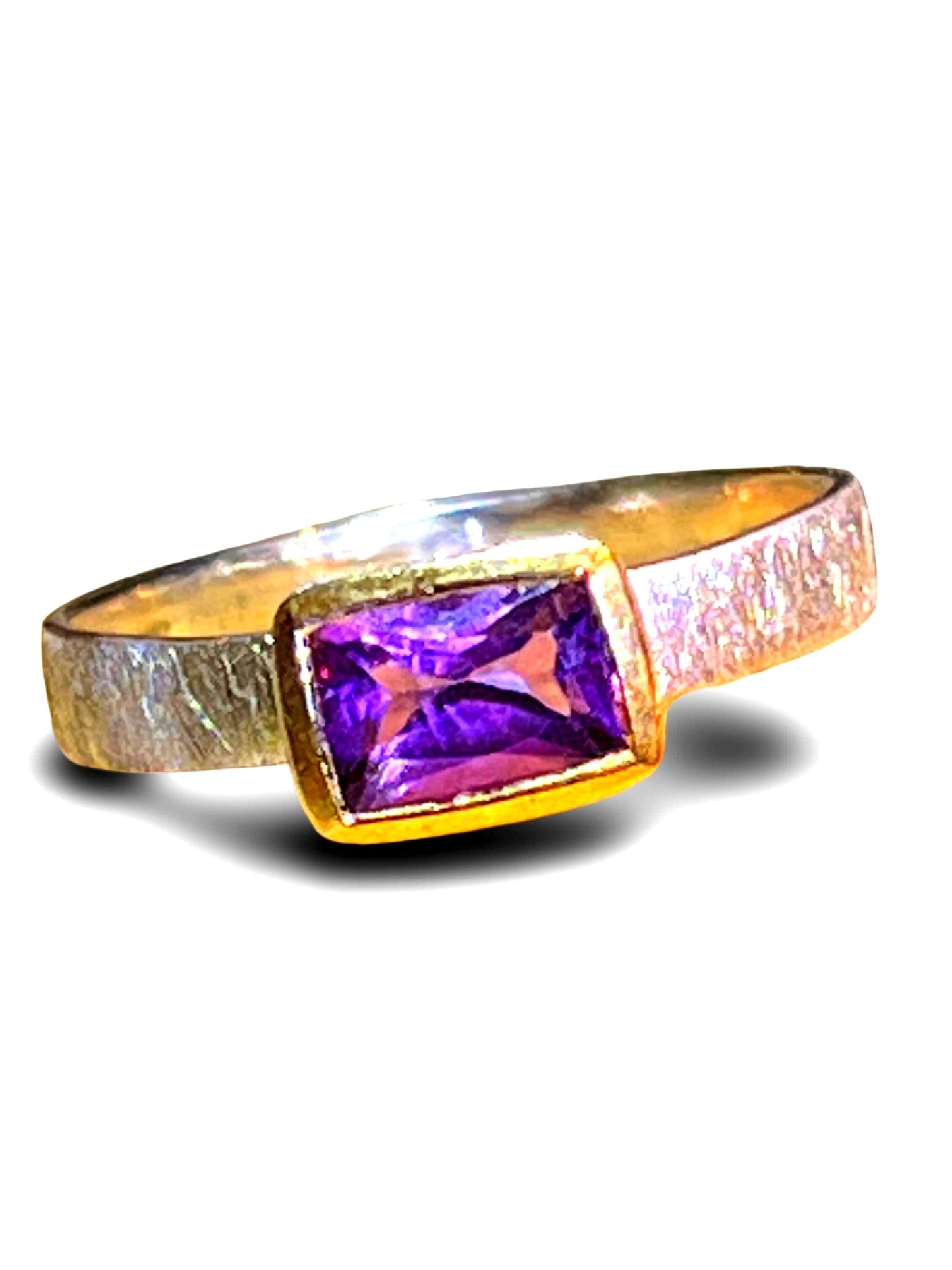 Amethyst in 18Kt Goldvermeil Designfassung Ring in Sterlingsilber