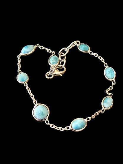 Larimar  als Gliederarmband Sterlingsilber