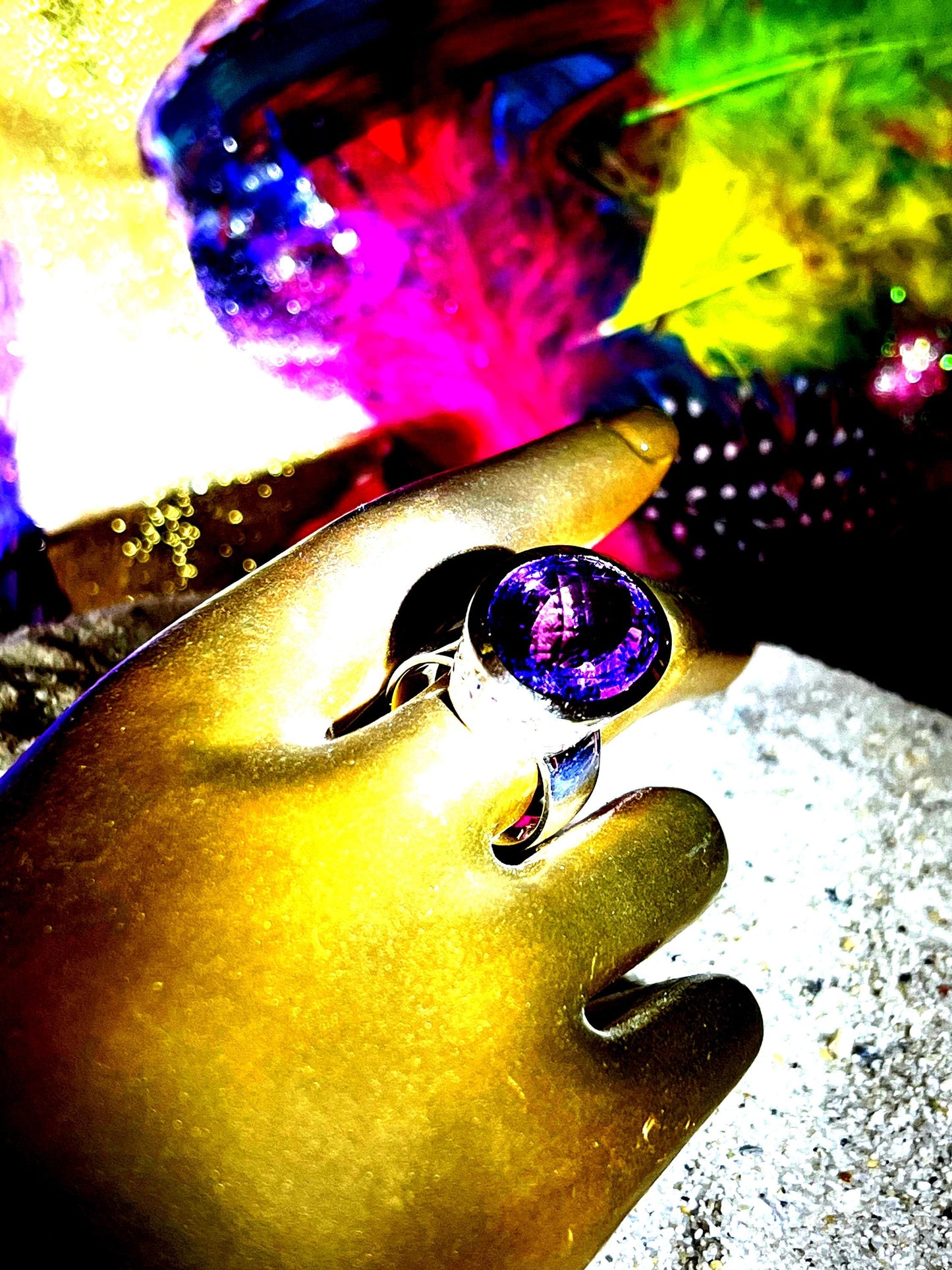 Mein Preis  Natur Lieblingsamethyst in 18Kt Goldvermeil Fassung Ring in Silber